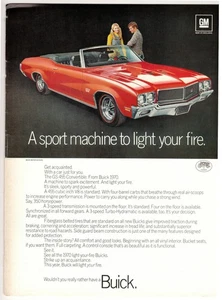 Buick GS 455 Skylark 1970 original convertible anuncio impreso 8,5x11 - Imagen 1 de 1