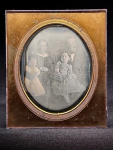 GRÖSSERE 4 1/4 X 5 DAGUERREOTYPIE PLATTE - PAAR MIT IHREN KINDERN - NEUVERSIEGELT - Bild 1 von 3