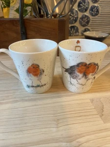 Wrendale Designs by Hannah Dale Winter Friends Ceramic Mugs Robins-3.25”x3”-2 - Picture 1 of 8