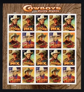 US STAMP SHEET: Scott 4446 - 4449 "Cowboys of the Silver Screen" MNH 2010 - Picture 1 of 1