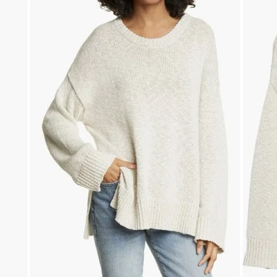 Suéter Jenni Kayne Algodón Mezcla Lino Cuello Redondo Novio En Marfil Talla S Foto 1 de 4