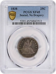 1838 Liberty sitzendes Silber Viertel ohne Draperie vz45 PCGS - Bild 1 von 4