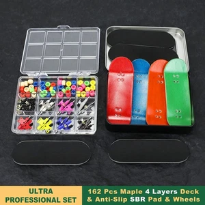 Fingerboard Wooden Deck & Anti-Slip Pad Truck Wheel Skateboard Accessories & Box - Picture 1 of 10
