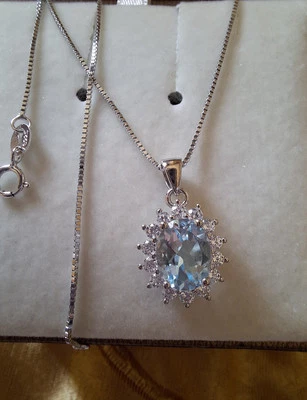 Collana Placcato Oro Kt.18 In Argento Massiccio S925 Con Topazio Naturale. - Immagine 1 di 4