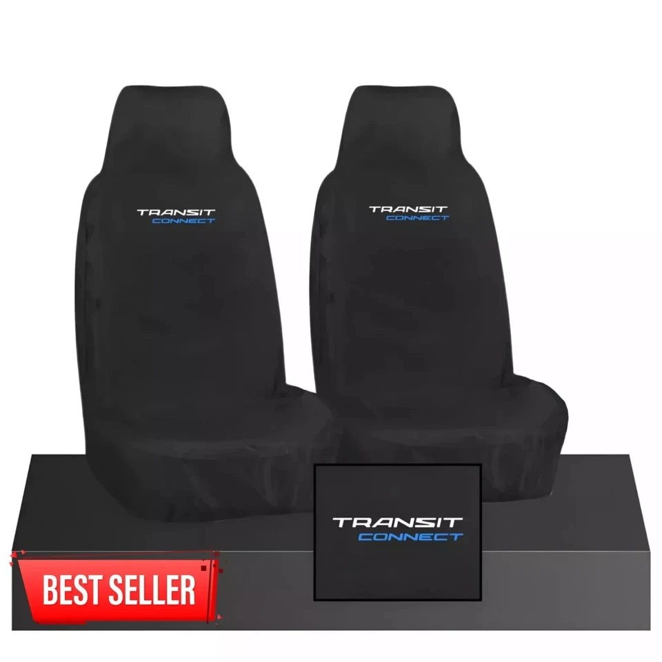 PARA FORD TRANSIT CONNECT 2x FUNDAS DE ASIENTO DELANTERAS NEGRAS 100% IMPERMEABLES DE ALTA RESISTENCIA Foto 1 de 4