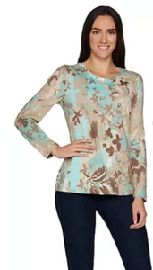 Denim & Co. Active Browns and Corals M Perfect Jersey Rundhals Top A285883 - Bild 1 von 3