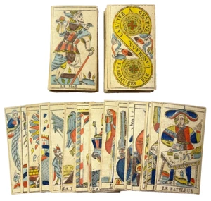 c.1870 Tarot Suisse Gassmann Genève 78/78 Cartes Complète Rare Ancien Peint-Pochoir - Photo 1 sur 13