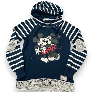 Disney Parks Youth XS Mickey and Minnie Mouse Crochet Accent Hoodie Disneyland - Picture 1 of 10