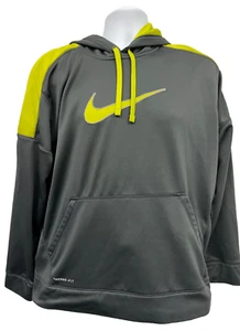 Mens Nike Therma Fit Gray Neon Green Hoodie - Size Extra Large XL - Picture 1 of 8