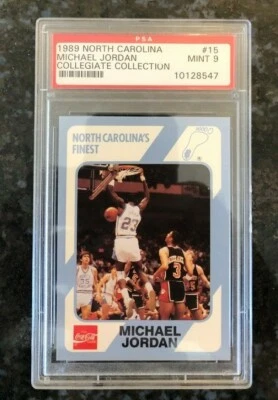 TARJETA DE BALONCESTO MICHAEL JORDAN NORTH CAROLINA NCAA PSI 9 COMO NUEVA Foto 1 de 2