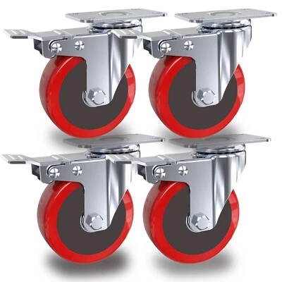 MAXSELL 4 x Heavy Duty 100mm 700KG Rubber Swivel Castor Wheels Trolley Furniture Caster