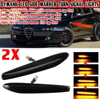 Dynamic LED Side Marker Turn Signal Light Smoke For Alfa Romeo 159 typ 939 05-12 - Image 1 of 4