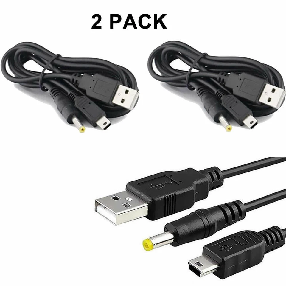 2X 2in1 Charger&DATA Cable For SONY PSP1000 2000 PSP3000 PS3 Controller - Image 1 of 4