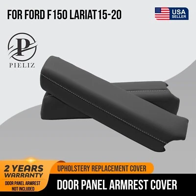 Panel de puerta reposabrazos cuero para Ford F150 Lariat 15-18 negro gris puntada Foto 1 de 4