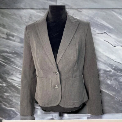 New York & Company 7th Avenue Blazer Jacket Womens Sz 8 Dark Gray Lined Pockets - Image 1 of 4