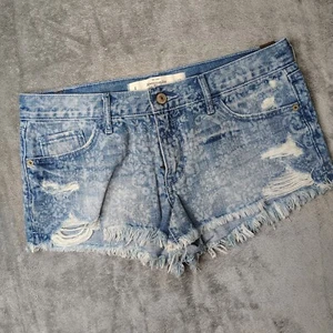 Abercrombie & Fitch pantaloncini denim donna 4 blu taglio floreale vita media NUOVI - Foto 1 di 12