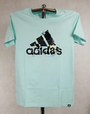 NUEVO CON ETIQUETAS Adidas Niños Camisa Talla Grande Manga Corta Azul Burbuja Camiseta Gráfica Camiseta Foto 1 de 4