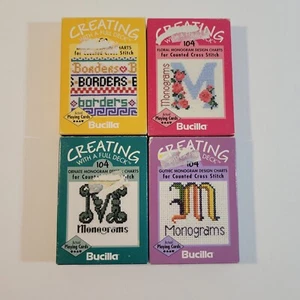 Bucilla Creating With A Full Deck Cross Stitch Playing Cards Charts Lot of 4 - Picture 1 of 2