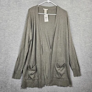 Matty M Women’s Gray Long Sleeve Casual Open Front Pockets Sweater Sz XL  NEW - Picture 1 of 7