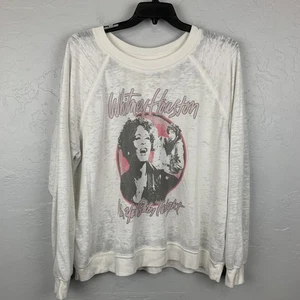 Whitney Houston Sweatshirt Damen Large weiß recycelt Karma Grafik Rundhalsausschnitt - Bild 1 von 7