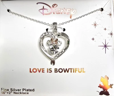 Disney Sottile Targa D'Argento, Cristalli, Cuore Minnie Ciondolo, Love Is - Immagine 1 di 4