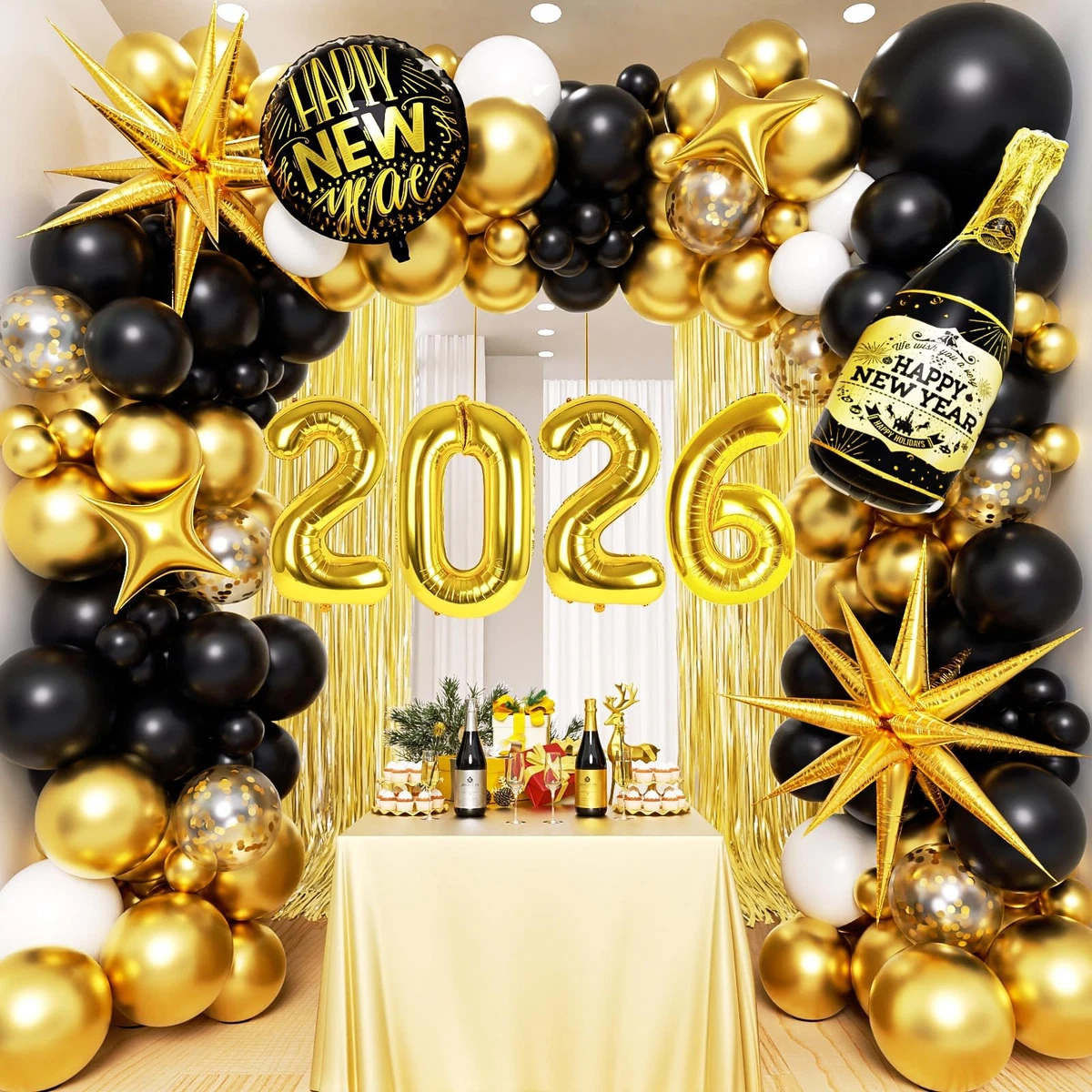 Black Glitter Happy New Year Banner – 10 Feet, 2 Strings, Pre-Strung For 2023 Party - View #10