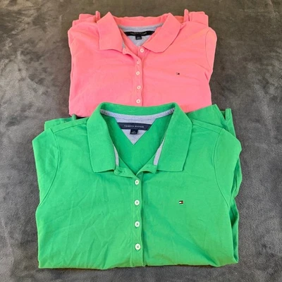 Tommy Hilfiger Polo Manga Corta Verde Rosa Informal Mujer Grande Conjunto de 2 Foto 1 de 4