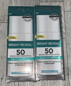 L'Oreal Bright Reveal Daily UV Lotion SPF 50 LOT OF 2 NEW - Picture 1 of 2