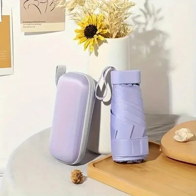 1 peça mini guarda-sol com estojo dobrável compacto portátil anti-UV guarda-sol - Imagem 1 de 4