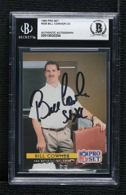 BAS 1992 Pro Set Mobil FACT Bill Cowher #306 BGS Authentic Auto Rookie RC HOF - Image 1 of 2