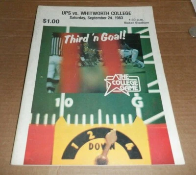 1983 PUGET SOUND vs WHITWORTH FOOTBALL GAME PROGRAM LOGGERS PIRATES UPS - Image 1 of 4
