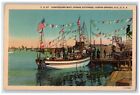 1944 Sightseeing Boat Sponge Exchange Tarpon Springs Florida FL Vintage Postcard