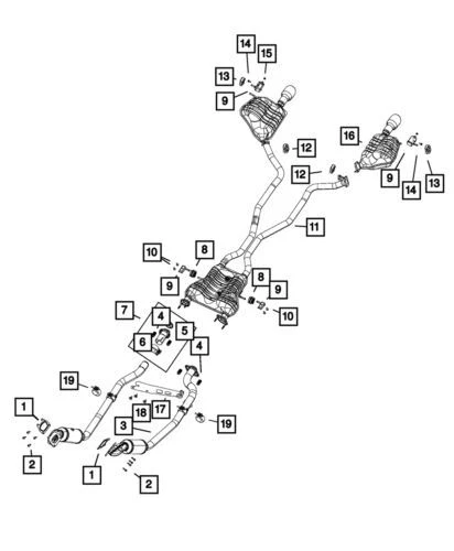 Silenciador de escape trasero izquierdo genuino Mopar 2017-2021 Jeep Grand Cherokee 68319267AB Foto 1 de 1