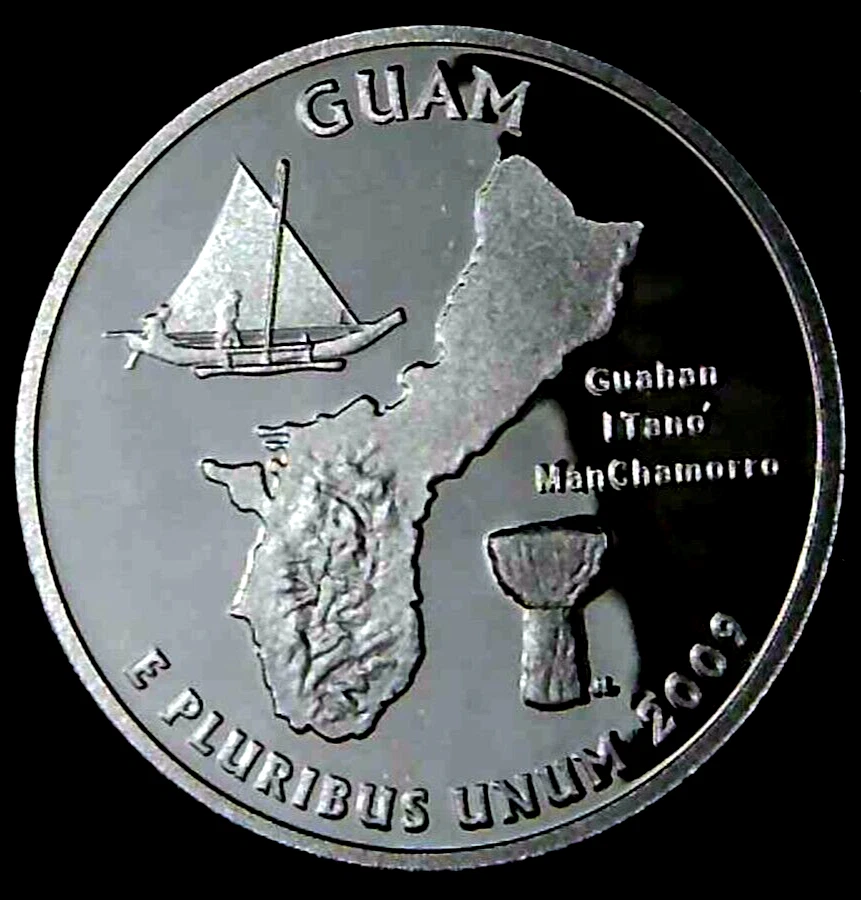 2009-S 25C Territories Quarter Guam GDC Proof 90% Silver 22stt1007-3 - Image 1 of 2
