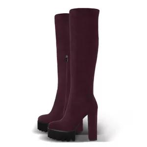 Para mujeres Sexy Bota Alta a la Rodilla Plataforma Tacón Alto Grueso Cremallera Botas elásticas - Imagen 1 de 11