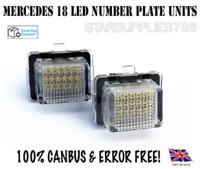 2X MERCEDES REAR NUMBER PLATE LED UNITS 18 SMD ERROR FREE MERCEDES S CLASS W221 - Image 1 of 3