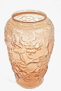 Fenton Pink Depression Glas Paradiesvogel Urne Vase geprägt tropisch RAR - Bild 1 von 11