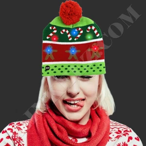 Unisex LED Gorro de Navidad Sombrero Cálido Suave Pan de Jengibre Navidad ¡Gorro Iluminado Regalo! - Imagen 1 de 8