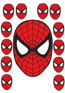 LARGE SPIDERMAN MASK RICE/WAFER PAPER & 12 X SMALL CUP CAKE TOPPERS - Picture 1 of 3