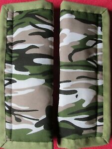 Lightly padded, Green Camouflage, Green camo, Car Seat Belt Cover Pads. X2..