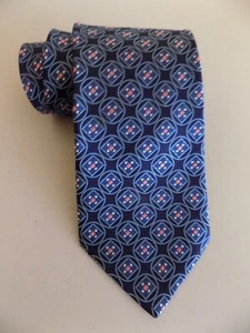 NEW Jos A Bank Neck Tie Blue Pink Geometric Pattern Necktie NWT ITALY - Picture 1 of 5