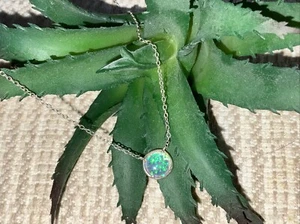 Clem Nalwood Sterling Genuine Opal Pendant Necklace Navajo - Picture 1 of 7