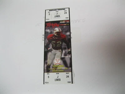Oct 1, 2005 Maryland Terrapins vs Virgina Homecoming Ticket 2 - Image 1 of 2