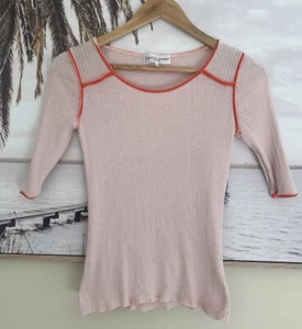 APIECE APART New York Stitching Detail 3/4 Sleeve Top Robbed Size M Fit 8-12 AU - Picture 1 of 4