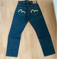 EVISU Seagull Logo Indigo Blue Denim Pants Lot.2504XX 34×35 Used From Japan