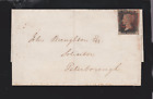 GB QV 1840 SG1 1d Penny Black CF Red Maltese Cross MX on Cover to Peterborough