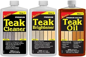 STAR BRITE Premium Teak Care Kit - Marine Grade Teak Cleaner, Brightener - Picture 1 of 7