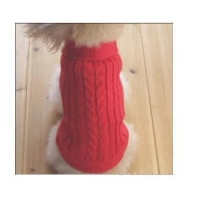 INVIERNO Cuello Alto Clásico Cuerda de Paja Mascota Perro Suéter Rojo Ropa Talla PEQUEÑA Foto 1 de 4