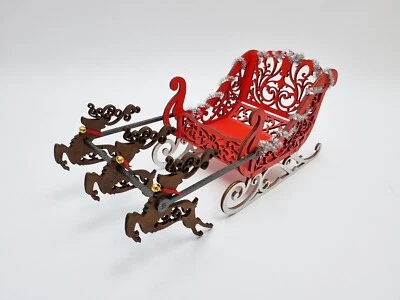 Dekoration Schlitten Weihnachtsschlitten mit Rentiere Advent 3 Farben verziert - Bild 1 von 4