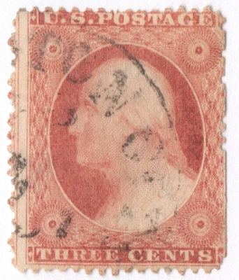 US Sc# 25A USED {"SCARCE TYPE Ia" 3c WASHINGTON } LIGHT CANCEL FROM 1857 CV$ 800 - Image 1 of 3